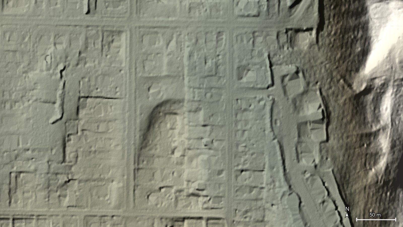 Lidar hillshade of Drumlin field near Palmyra, Wayne County, NY (Erie-Ontario Lowlands) (detail)